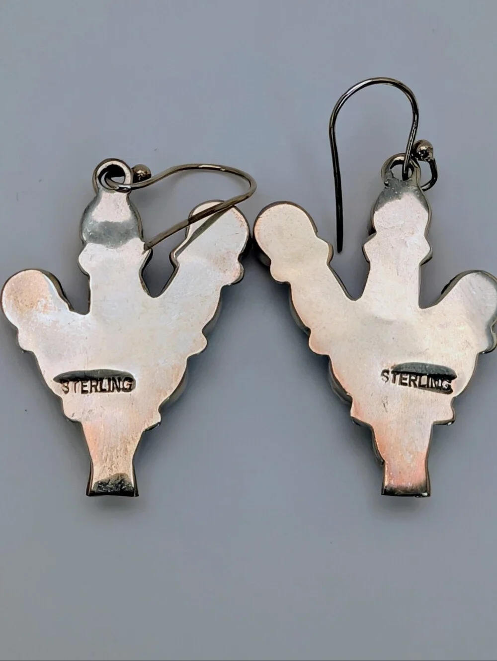 Kingman Turquoise & Coral S925 Sterling Silver Cactus Dangle Earrings